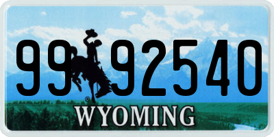 WY license plate 9992540