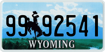 WY license plate 9992541