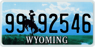 WY license plate 9992546