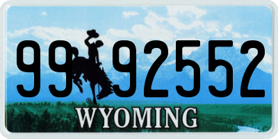 WY license plate 9992552