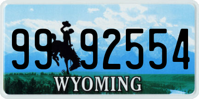 WY license plate 9992554