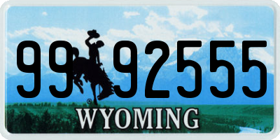 WY license plate 9992555