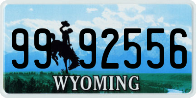 WY license plate 9992556