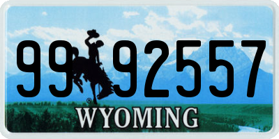WY license plate 9992557