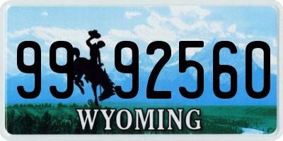 WY license plate 9992560