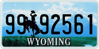WY license plate 9992561