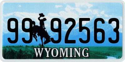 WY license plate 9992563