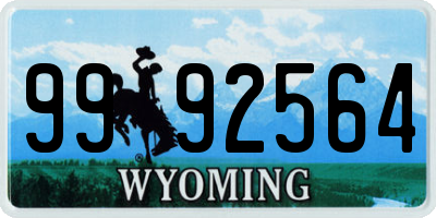 WY license plate 9992564