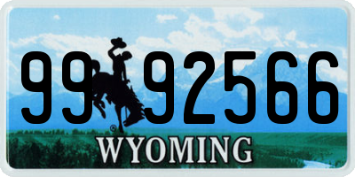 WY license plate 9992566