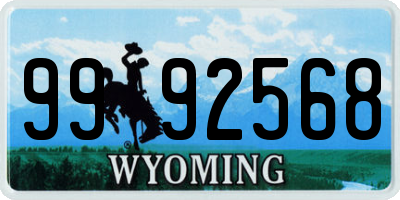 WY license plate 9992568