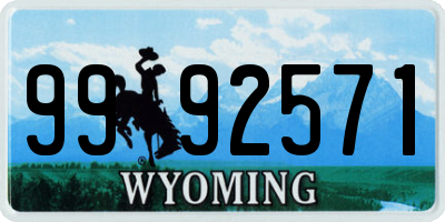 WY license plate 9992571
