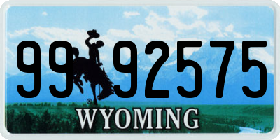 WY license plate 9992575