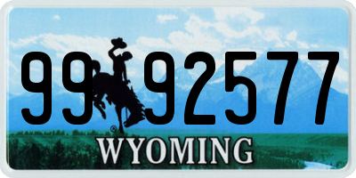 WY license plate 9992577