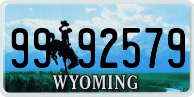 WY license plate 9992579