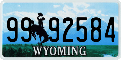 WY license plate 9992584