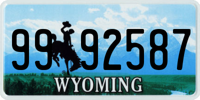 WY license plate 9992587