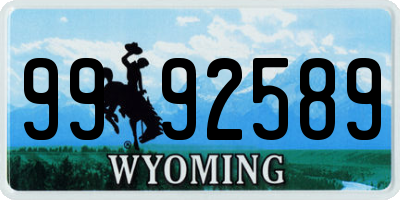 WY license plate 9992589
