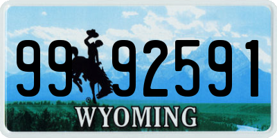 WY license plate 9992591