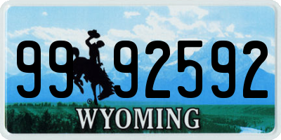 WY license plate 9992592
