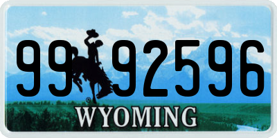 WY license plate 9992596