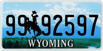WY license plate 9992597