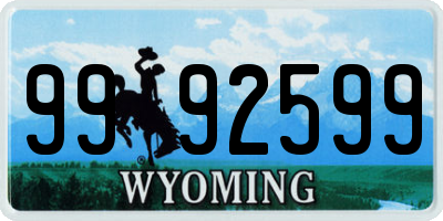 WY license plate 9992599