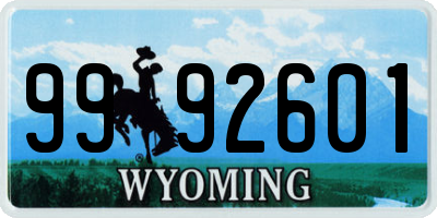 WY license plate 9992601