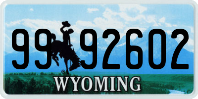 WY license plate 9992602