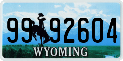 WY license plate 9992604
