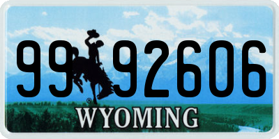 WY license plate 9992606