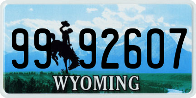 WY license plate 9992607