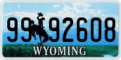 WY license plate 9992608