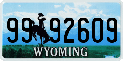 WY license plate 9992609