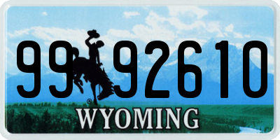 WY license plate 9992610
