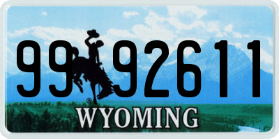 WY license plate 9992611