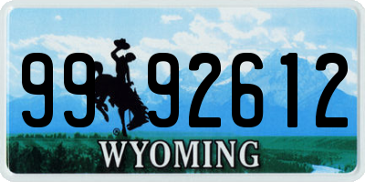 WY license plate 9992612