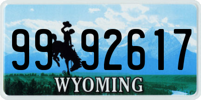 WY license plate 9992617