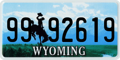 WY license plate 9992619