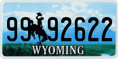 WY license plate 9992622