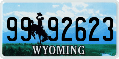 WY license plate 9992623