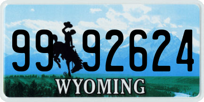 WY license plate 9992624