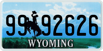 WY license plate 9992626