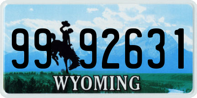 WY license plate 9992631