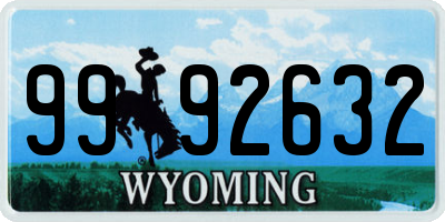 WY license plate 9992632