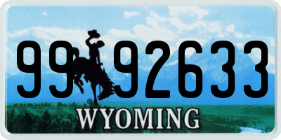 WY license plate 9992633