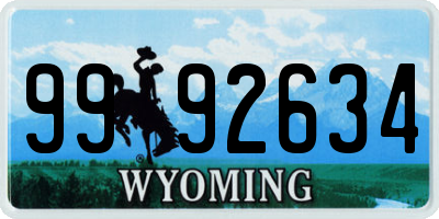 WY license plate 9992634