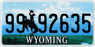 WY license plate 9992635