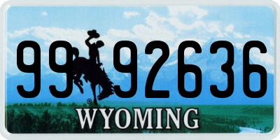 WY license plate 9992636