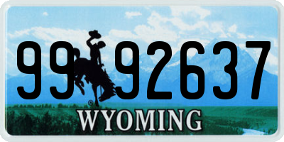 WY license plate 9992637