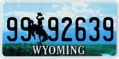 WY license plate 9992639